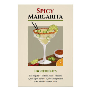 Poster Recette épicée Margarita Art - Cocktail Tequila