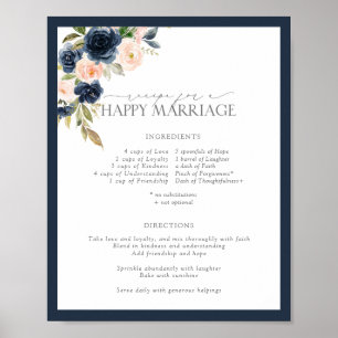 Poster Recette florale rose élégante pour un mariage heur