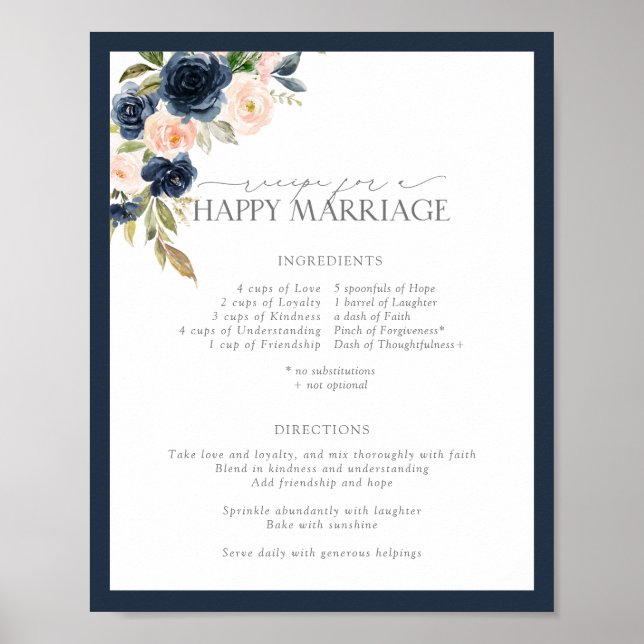Poster Recette florale rose élégante pour un mariage heur (Devant)