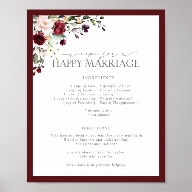Poster Recette florale rose élégante pour un mariage heur (Devant)