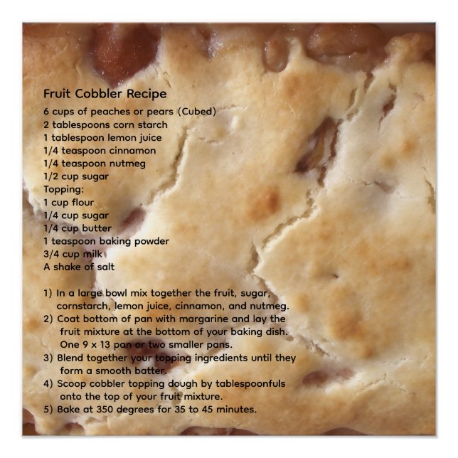Poster Recette fruit cobbler (Devant)