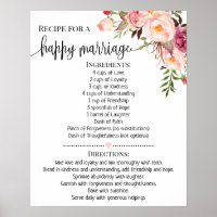 Recette pour un cadeau de douche de mariage heureu