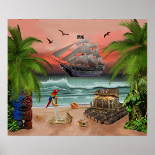 POSTER RECHERCHE DE TRÉSOR DE PIRATES