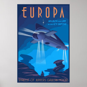 Poster Recherche de vie sur la lune de Jupiter Europa
