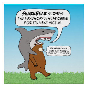 Poster Recherche drôle de requin et d'ours