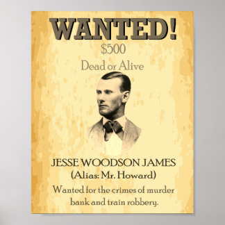 Poster Recherché Jesse James Wild West USA