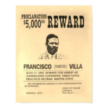 Poster Recherché vintage Pancho Villa Reward