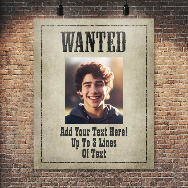 Poster RECHERCHÉ Wild West vintage (Funny Wanted Poster for a Birthday Party or other Event)