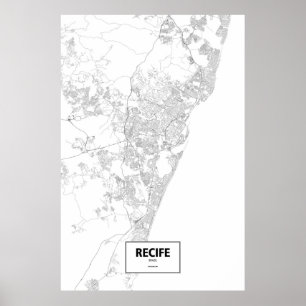 Poster Recife, Brazil (black on white)