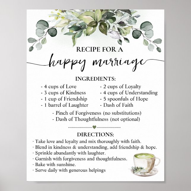 Poster Recipe for Happy Marriage Matcha Wedding Gift (Devant)