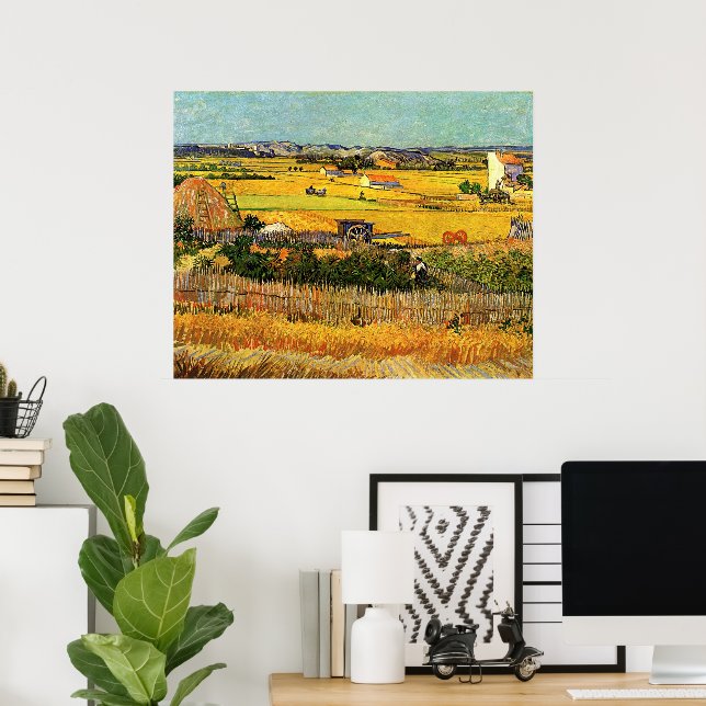 Poster Récolte à La Crau, Montmajour par Vincent van Gogh (Bureau à domicile)