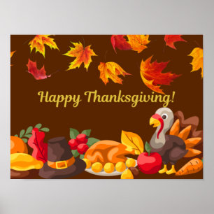Poster Récolte de bons thanksgivings - Turquie et légumes