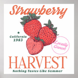 Poster Récolte de fraises vintage Cuisine Californie