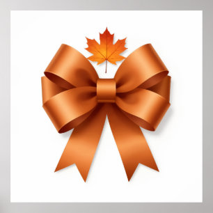 Poster Récolte de Maple Doré Nœud Décoratif de Luxe Illus