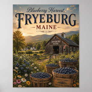 Poster Récolte de myrtilles Fryeburg Maine Vintage Ferme