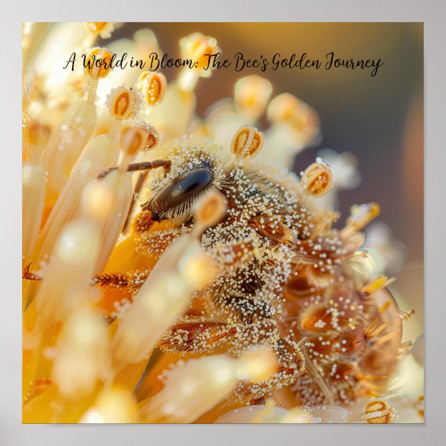 Poster Récolte d'or : Macro Bee in Bloom (Devant)