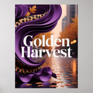 Poster Récolte dorée design luxe léopard violet automne