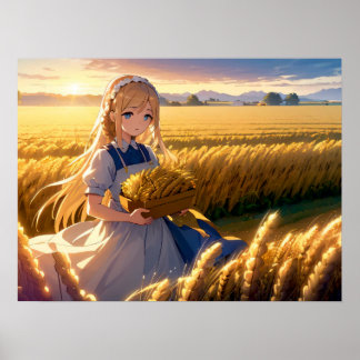 Poster Récolte du matin : Champs d'Anime