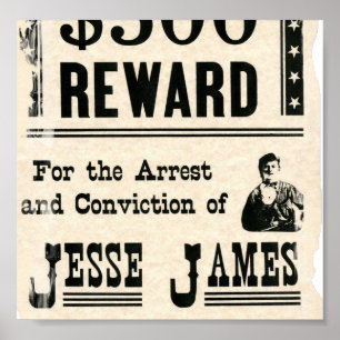 Poster Récompense pour Jesse James