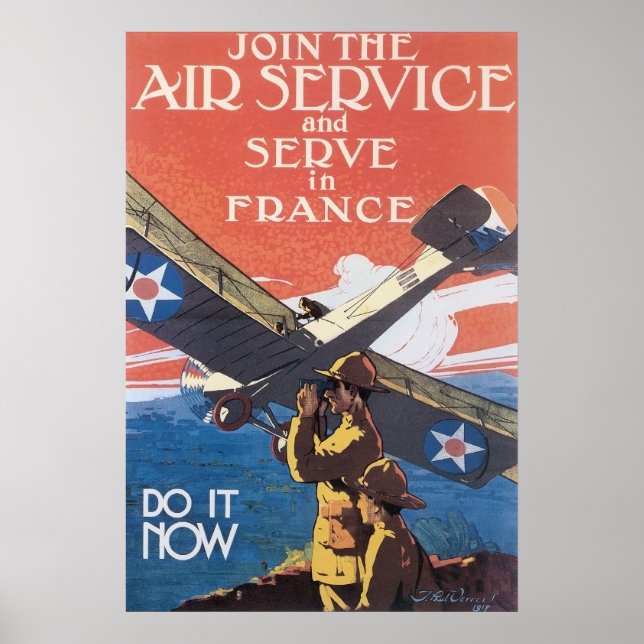 Poster Recrutement dans le service aérien vintage (Devant)