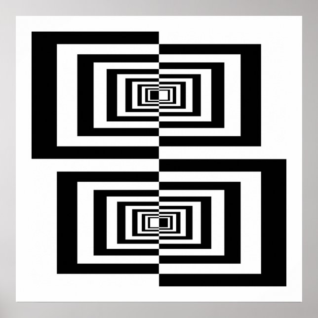 Poster Rectangles géométriques Abstraites modernes en noi (Devant)