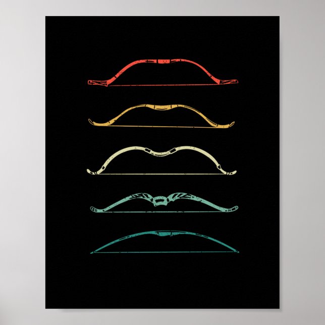 Poster Recurve bow hunting vintage archer (Devant)