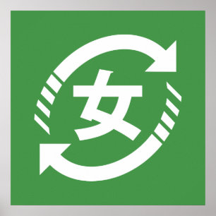 Poster Recycle Japanese Girls   Kanji Nihongo Sign