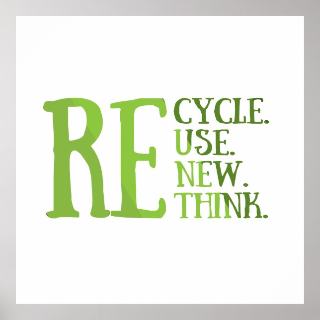 Poster Recycler réduire la réutilisation renouveler repen (Devant)