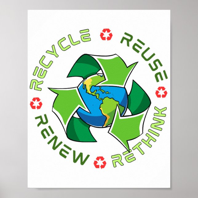 Poster Recycler, Réutiliser, Renouveler, Repenser. Sauvez (Devant)