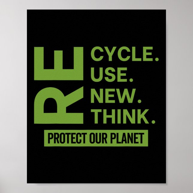 Poster Recycler Réutiliser Repenser Repenser Protéger not (Devant)