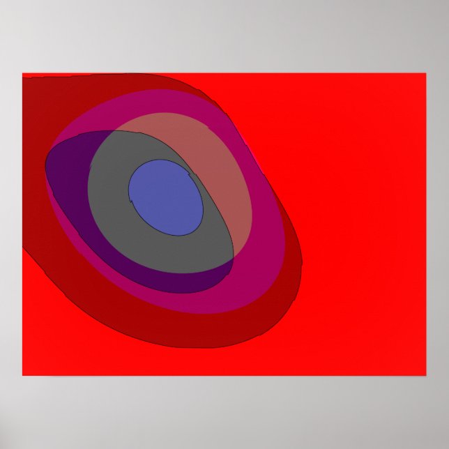 Poster Red Abstrait 714 - vibes rétro des années 1970 (Devant)