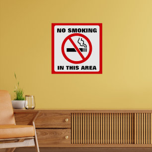 Poster Red and White No Smoking