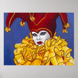 Poster Red and Yellow Carnival Jester Print