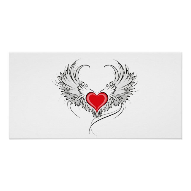 Poster Red Angel Coeur avec ailes (Devant)