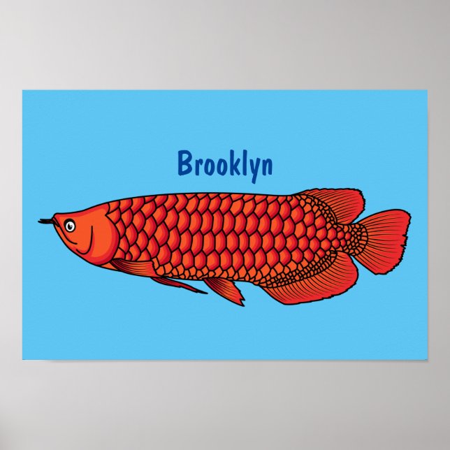 Poster Red Arowana fish cartoon (Devant)