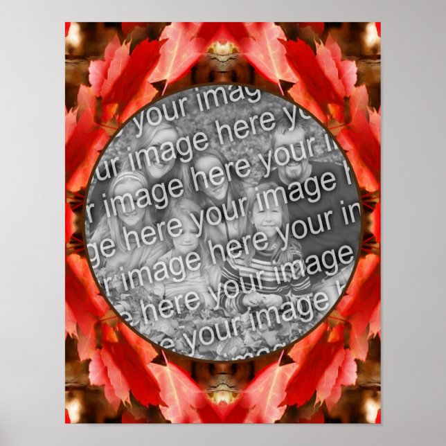 Poster Red Autumn Leaves Nature Frame Ajouter Votre Photo (Devant)