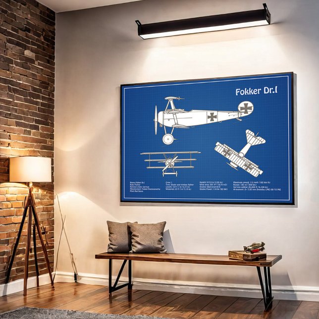 Poster Red Baron Fokker Dr.1 - Plan d'avion ABD (Créateur téléchargé)