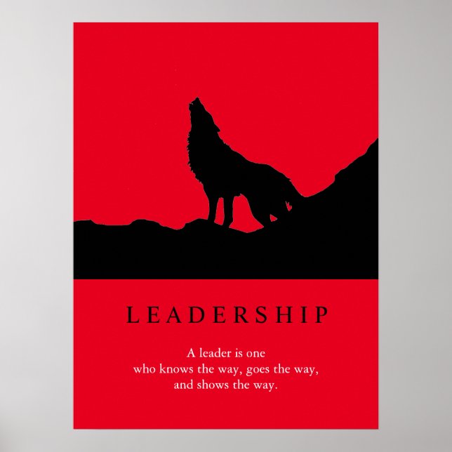 Poster Red Black Pop Art Leadership Wolf Howling (Devant)