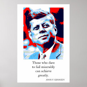 Poster Red Blue Pop Art JFK John F. Kennedy Citation Atte