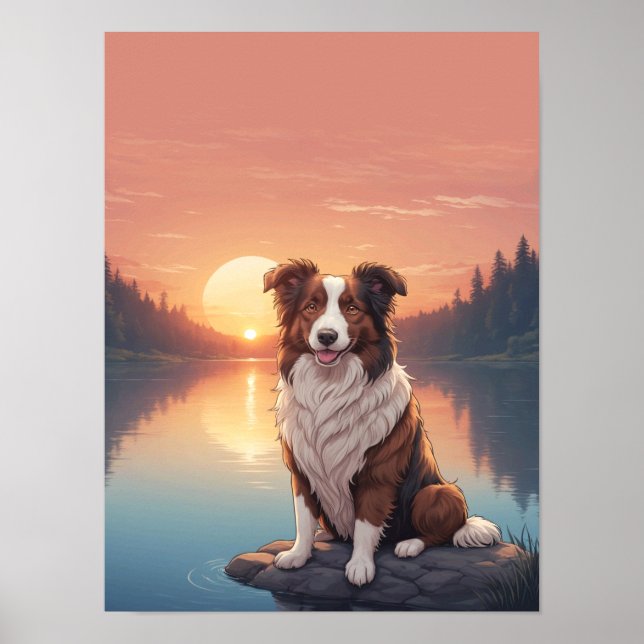 Poster Red Border Collie (Devant)