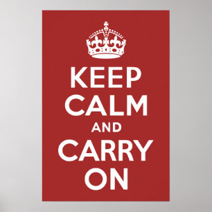 Poster Red Brown Keep Calm and Carry On