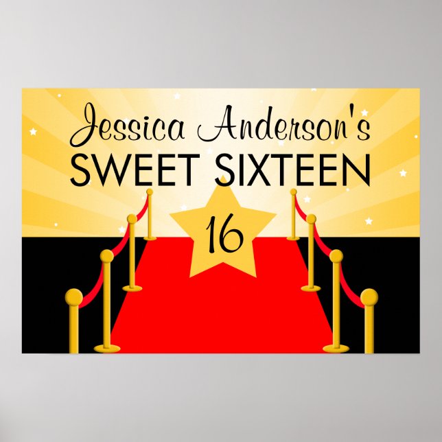 Poster Red Carpet Hollywood Sweet 16 Anniversaire (Devant)