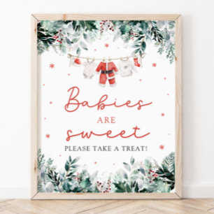 Poster Red Christmas Père Noël Babies Are Sweet Take a Tr