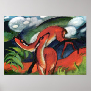 Poster Red Deer II par Franz Marc Classic Peinture