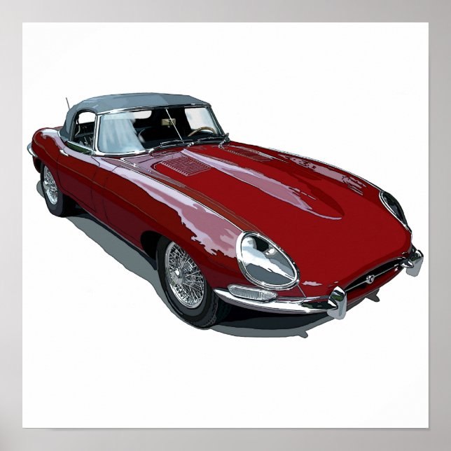 Poster Red E Type Roadster (Devant)