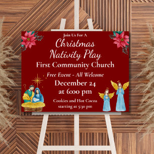 Poster Red Festive Christmas Church Event Promo