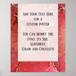 Poster Red & Gold Abstract Alcohol Ink Fluid Art DIY