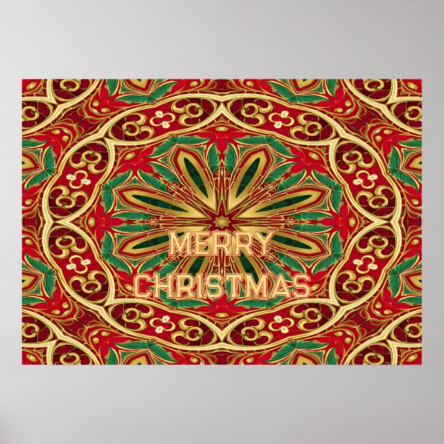 Poster Red Gold Christmas Holiday (Devant)