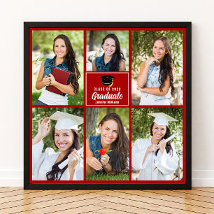 Poster Red Graduate Photo Collage Carré