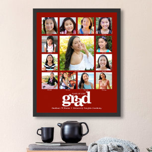 Poster Red Graduation K-12 Photo Collage Bold Type modern